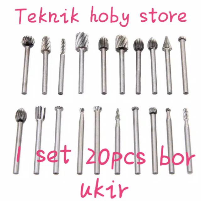 mata bor ukir 1 set 20pcs untuk tuner ukir bubut kayu batu besi