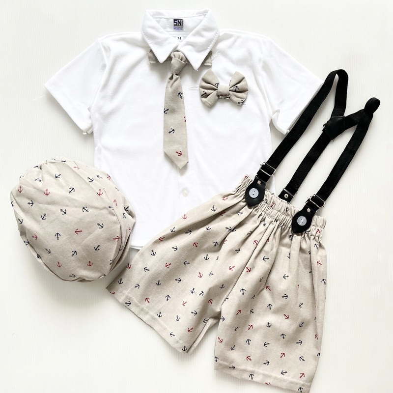 JANGKAR (dpt 2dasi) john anchor sailing suspender 0 6 12 bulan romper jumper set baju bayi Setelan Kaos Celana Pergi Jalan Lucu Fashion Anak Bayi Cowok Laki Terlaris / BABY AT WORK / BEN / LUXURIOUS / HOGWARTS JERRY SET