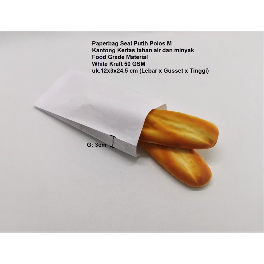 

Paperbag SEAL Kantong Kertas Putih 12x3x24 (M) Tahan Air dan Minyak