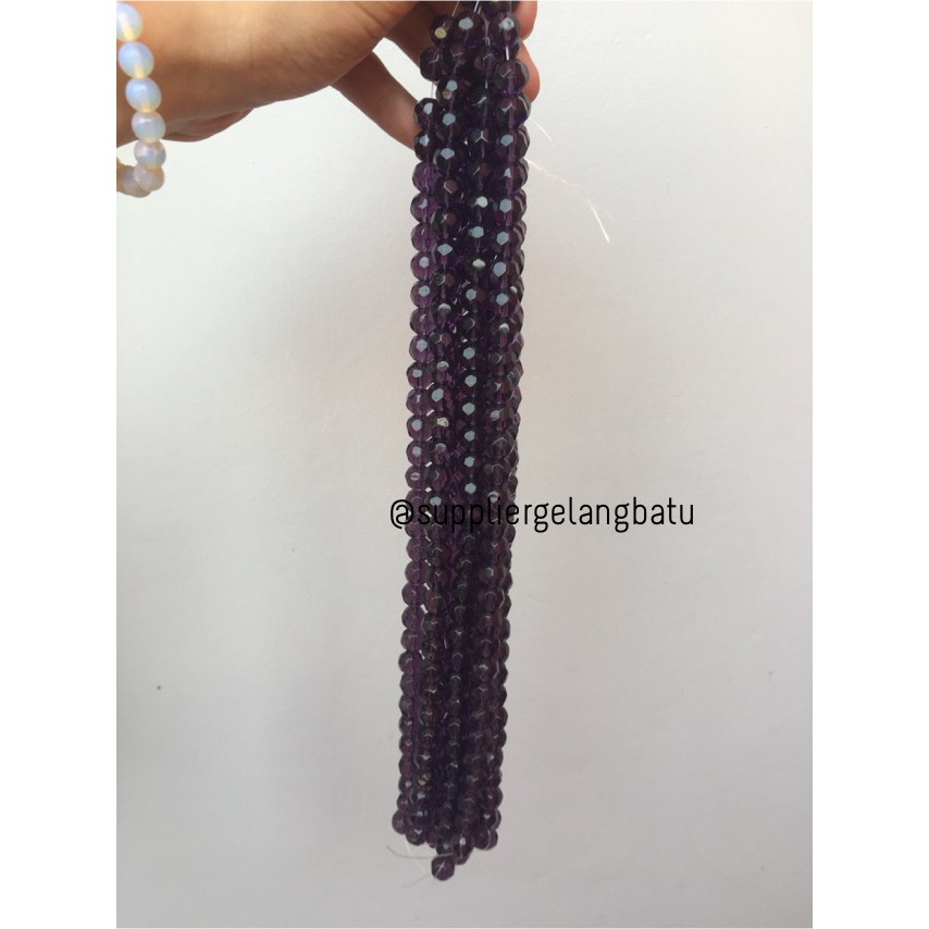 kristal bola dunia cutting 10mm UNGU ceko bulat craft manik beading fashionita pria wanita aksesoris