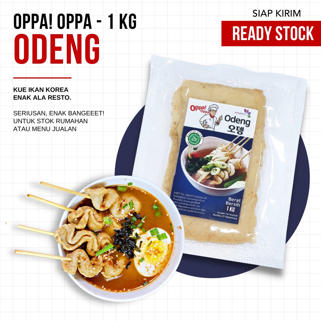 

Odeng Kue Ikan Khas Korea Ala Resto Enak Oppa! Oppa - 1kg (TERMURAH)