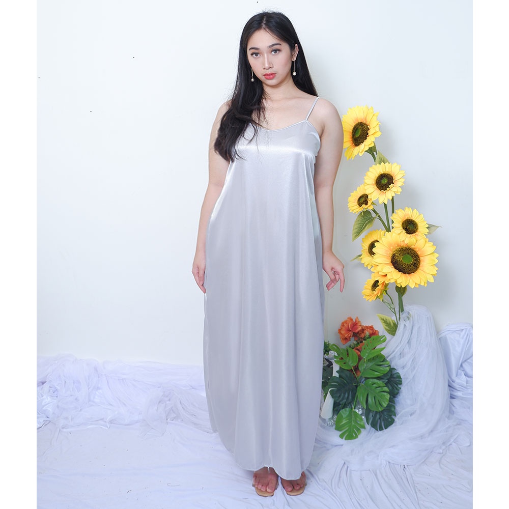 FOLVA Long dress tanktop panjang wanita satin 1623SDR_XL jumbo