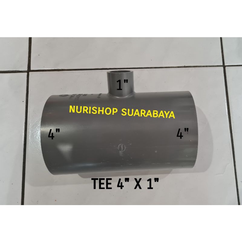 Tee pvc 4 x 1 / tee reducer / reducing tee / verlop tee / vlok tee / flok tee pvc 4" x 1"