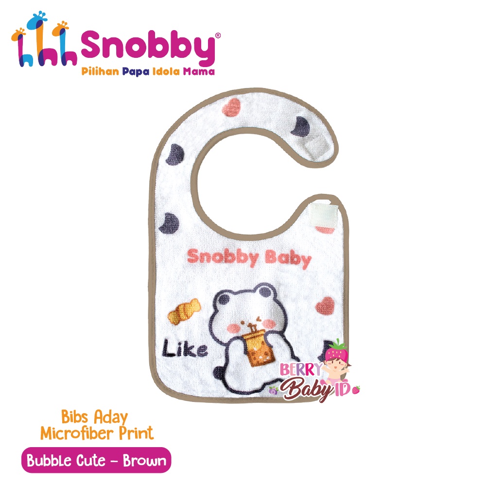 Snobby Bibs Aday Microfiber Print Motif Slabber Celemek Makan Bayi Berry Mart