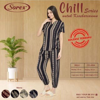 Ternyaman Sorex Baju Tidur Set Panjang &amp; Pendek Chill Series Rayon Premium Piyama Freesize