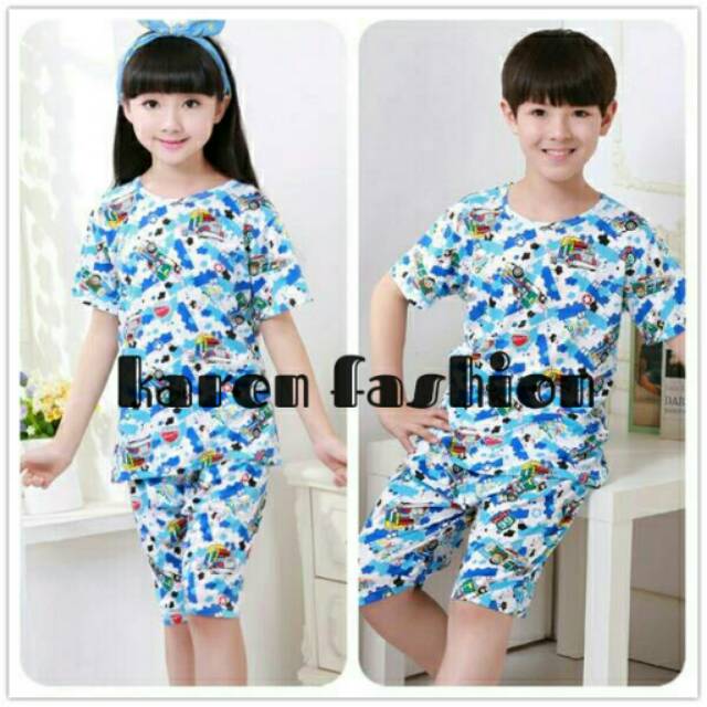 Piyama anak laki perempuan setelan pendek baju tidur import car mobil