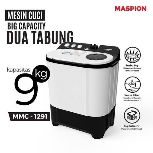 Mesin Cuci MASPION MMC-1291 / 2 Tabung 9kg MMC1291