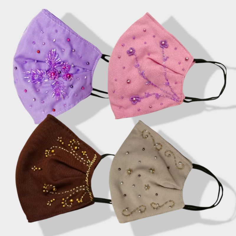 MASKER KAIN PESTA, MASKER GLAMOUR, MASKER PAYET, Masker Kain 3 lapis, Masker Kain Cantik, Masker Kai