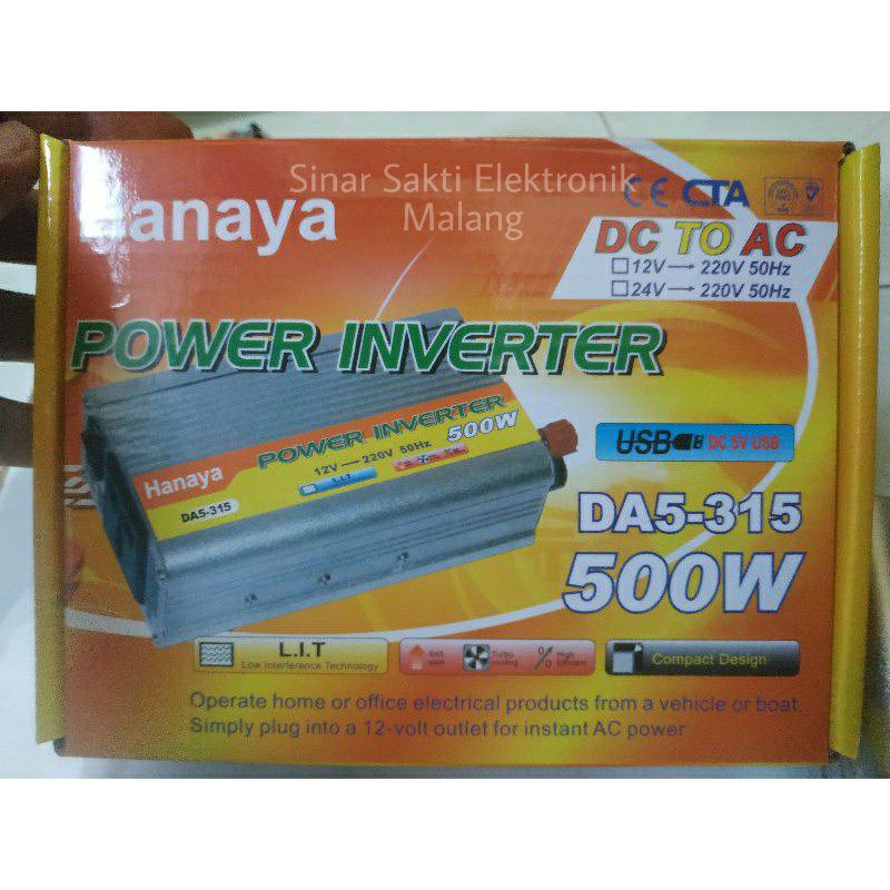 Power Inverter 500 Watt Aki DC to AC Pengubah Arus Dc 12v ke Ac 220v 500W W Perubah Arus Malang P