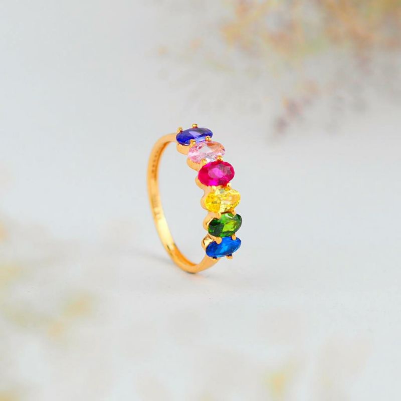 Cincin Emas Oval Royal Eternity Rainbow - Toko Emas Gadjah