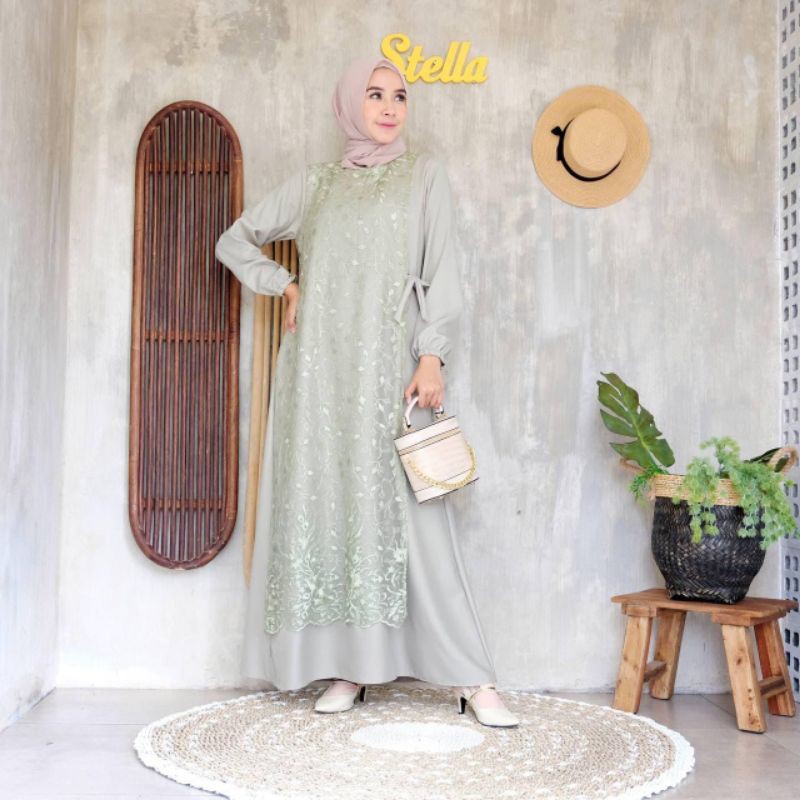 Sahara Brukat Tile Dress/Dress Brocade Ld 104/Dress Seragaman Lebaran/Dress Tile Lebaran