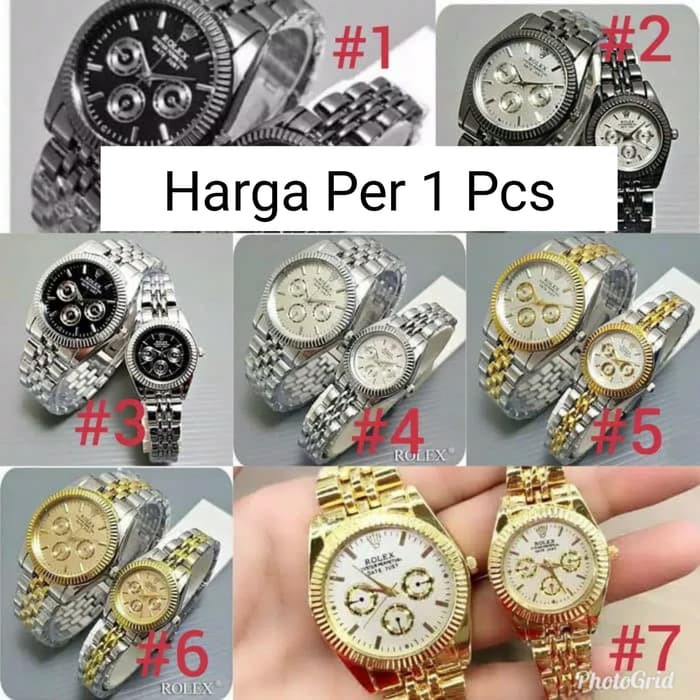 JAM TANGAN COUPLE ROLEX RANTAI FREE BOX & BATERAI