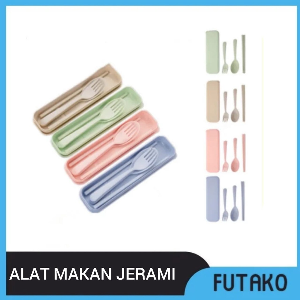 FUTAKO Set Alat Makan Sendok Garpu Sumpit Jerami  SET SENDOK GARPU TRAVEL