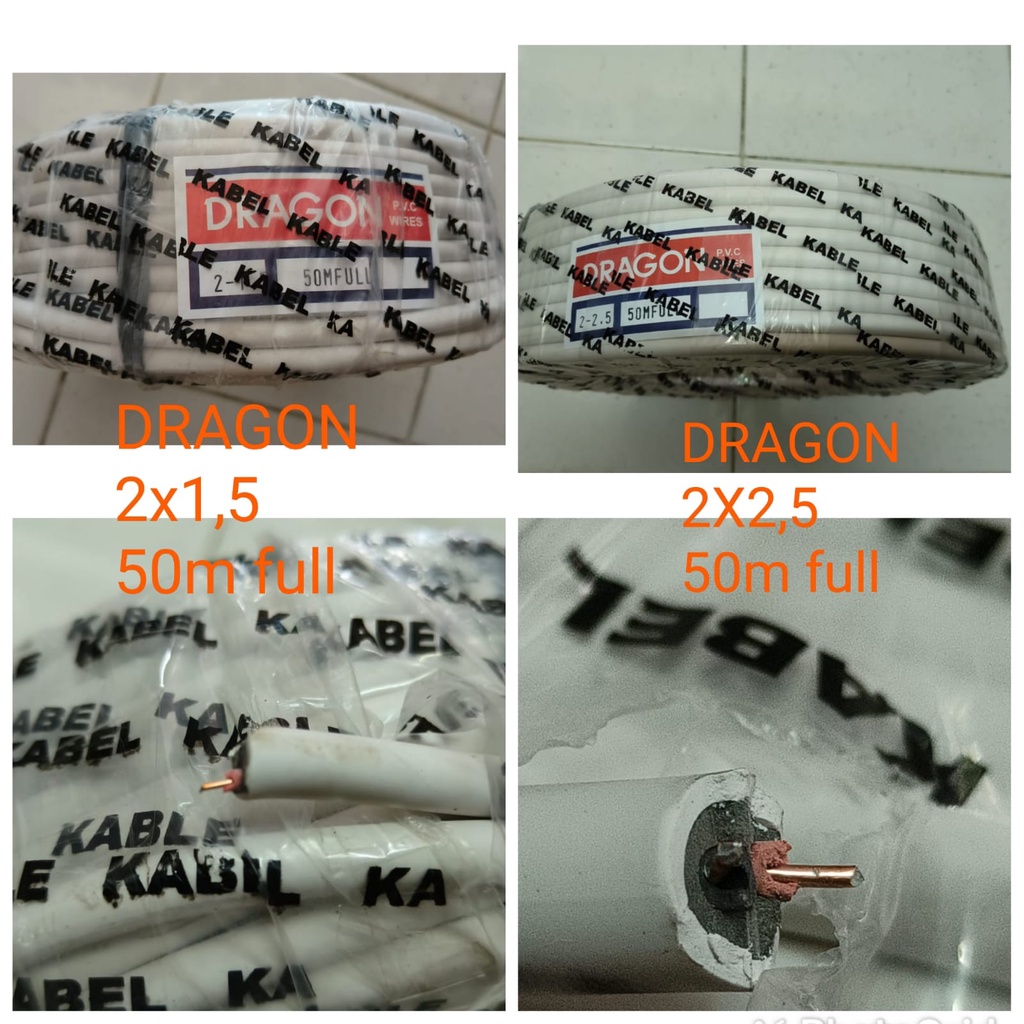 Kabel Listrik 2x1.5 / 2 x 2.5 Tembaga Batang 1 roll isi 50 Meter 25 Meter 50m 25m