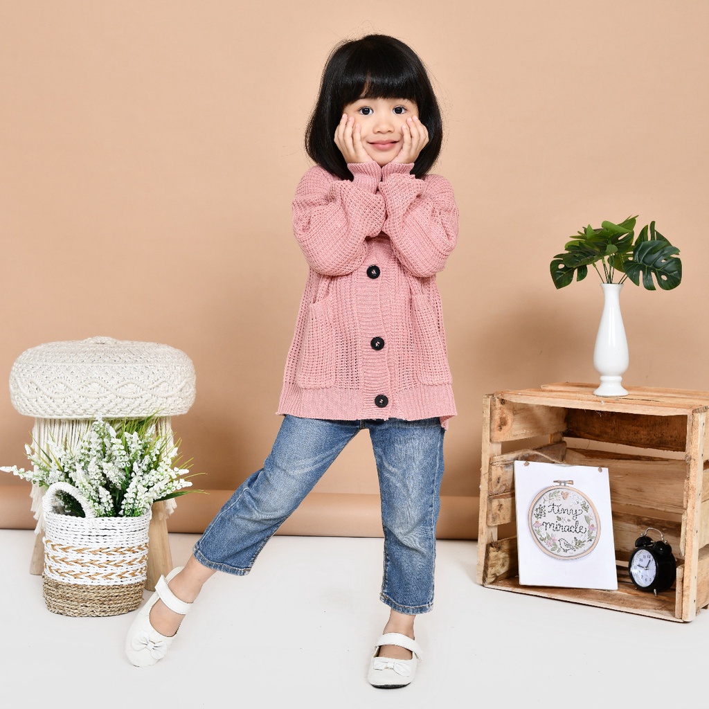 LOCY Sweater Cardigan Rajut Anak Usia 2-10 Tahun Rajut Halus Premium / Cardigan Rajut Anak Perempuan