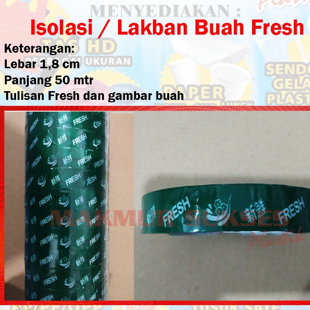 

Isolasi / Lakban OPP / Plester / Tape Fresh untuk Buah 1.8 cm x 50 Meter