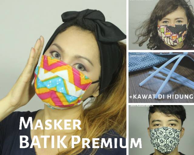 Masker Kain XO Premium 3Ply Kawat Hidung - Masker Batik - Masker Scuba Hijab - Masker Anak Kawat