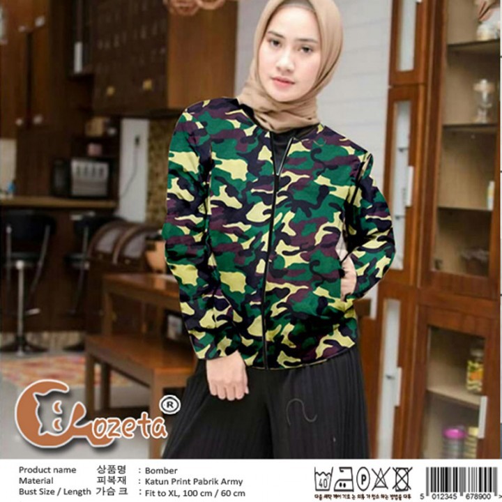 Baju Atasan Wanita Bomber Jaket Army Hijau 5393 CB