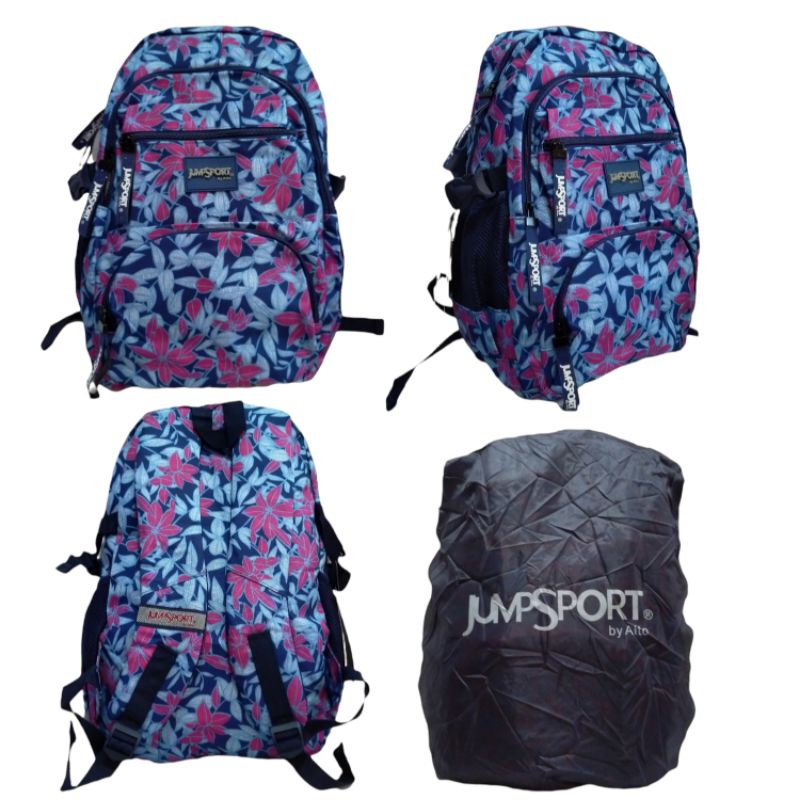 Tas ransel sekolah backpack anak perempuan bahan motif bunga - Jumpsport by alto free rain cover original