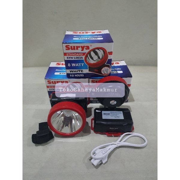 HeadLamp / Senter Kepala Rechargable 8w 8watt SYH L083A Surya Standart