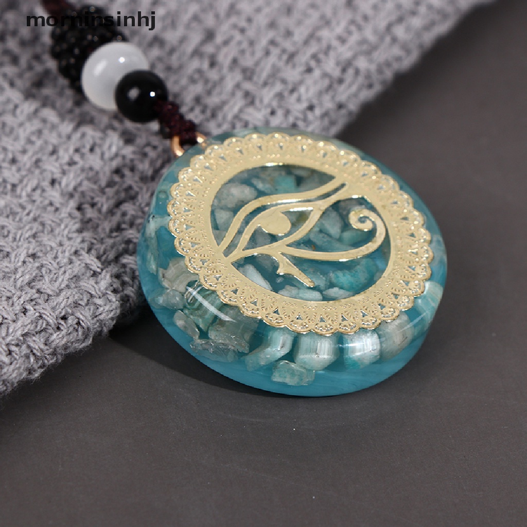 Mornin 1pc Kalung Rantai Liontin Mata Horus Amazonite Untuk Pria / Wanita