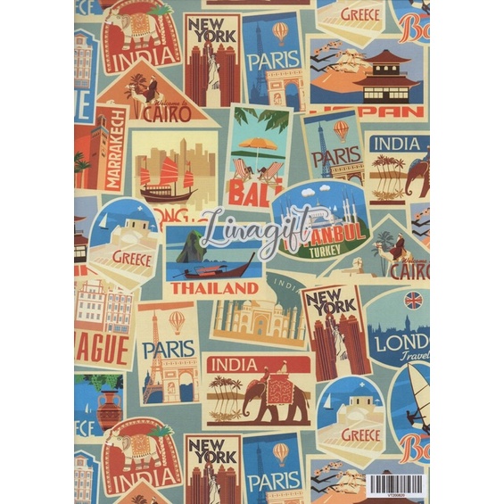 ( 5 Lembar ) KERTAS KADO VL CAFE - GIFT WRAPPING PAPER PARIS / LONDON / NEWSPAPER / COFFEE SHOP / CAKES / PREMIUM BROWN KRAFT 80 GRAM VINTAGE CLASSIC PROPERTY PHOTOGRAPHY FOR BACKGROUND COVER STUDIO