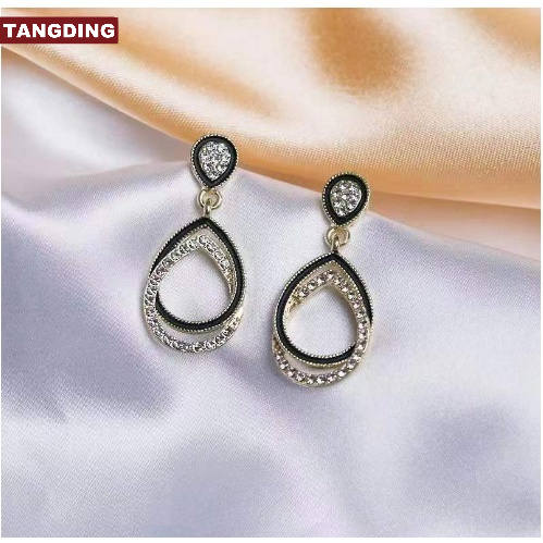 【COD Tangding】Anting Bentuk Kotak Model Double layer Untuk Wanita