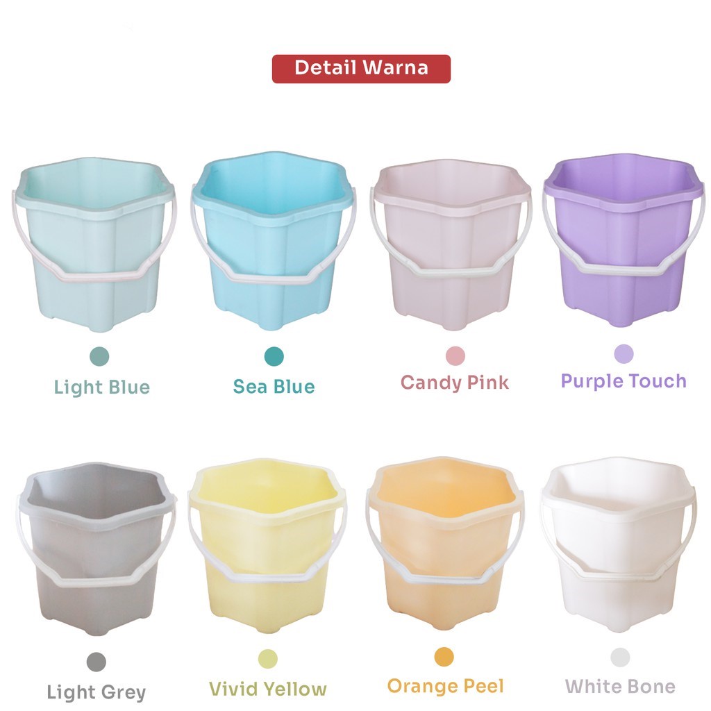 EMBER PLASTIK GAGANG SEGI 6 PASTEL - 3 GALON - 10 LITER