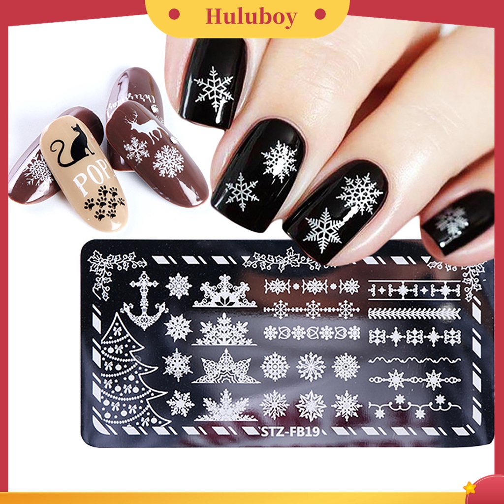 Huluboy Huluboy♡ Plat Stempel Kuku Bahan Stainless Steel Untuk Manicure