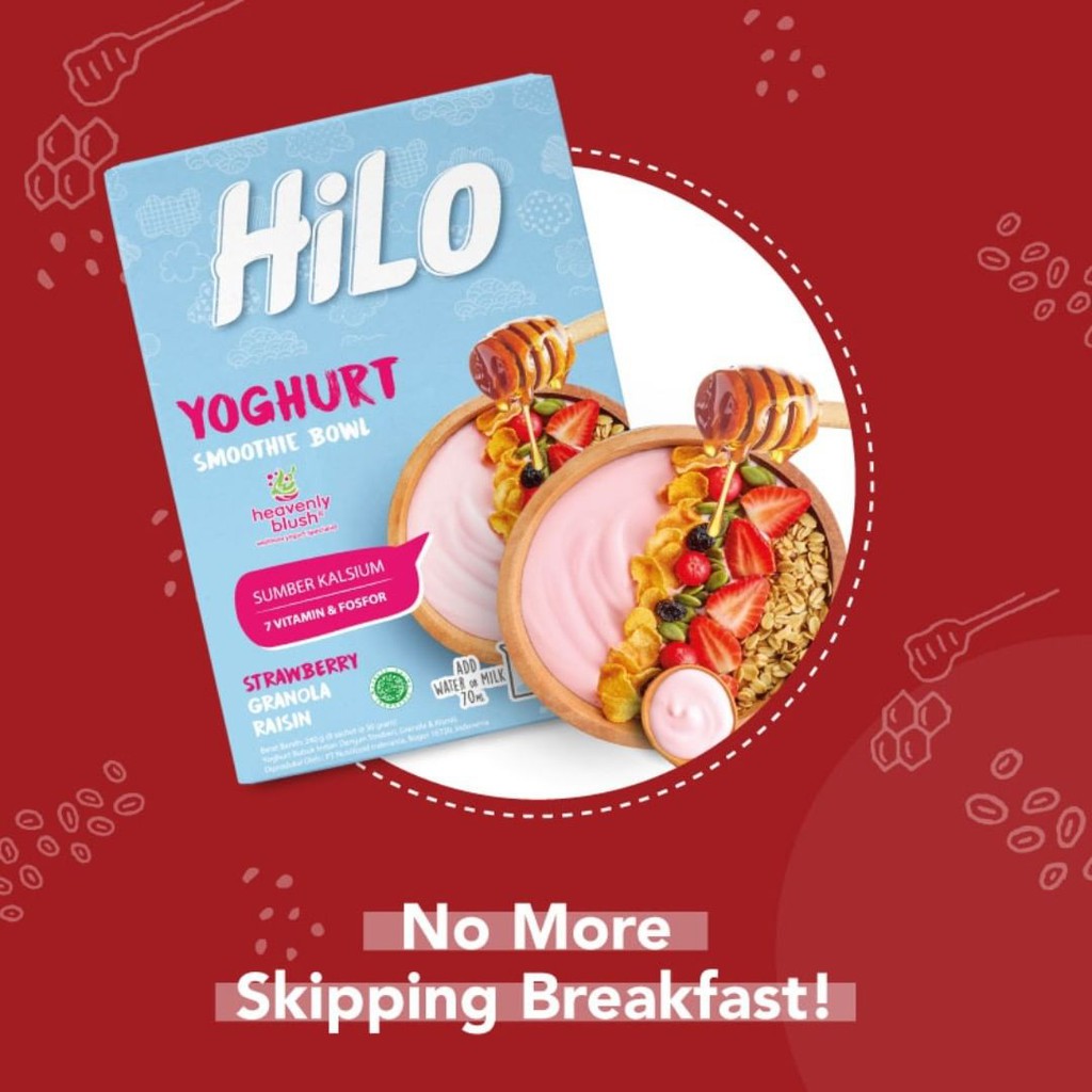 

HILO YOGHURT SMOOTHIE BOWL STRAWBERRY Isi 8 Sachet - Granola Raisin - BPOM Halal
