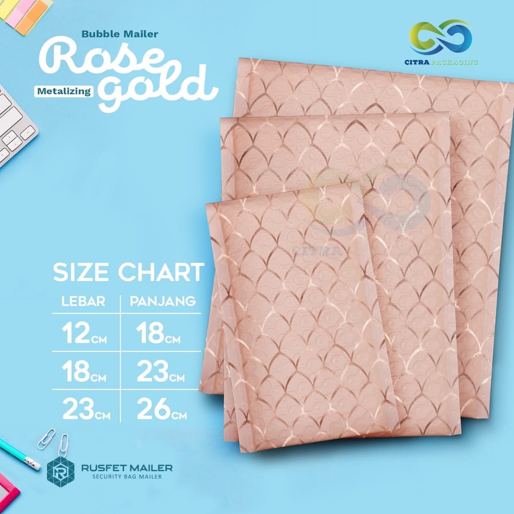 AMPLOP BUBBLE ROSE GOLD - PACKING MEWAH dan ELEGAN- RUSFET BUBBLE MAILER