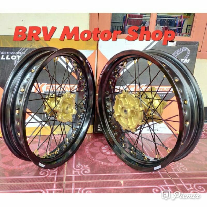 Paketan Velg SuperMoto Honda Crf 150 L - Velg Tk Japan 250-300-17 Tromol Ori