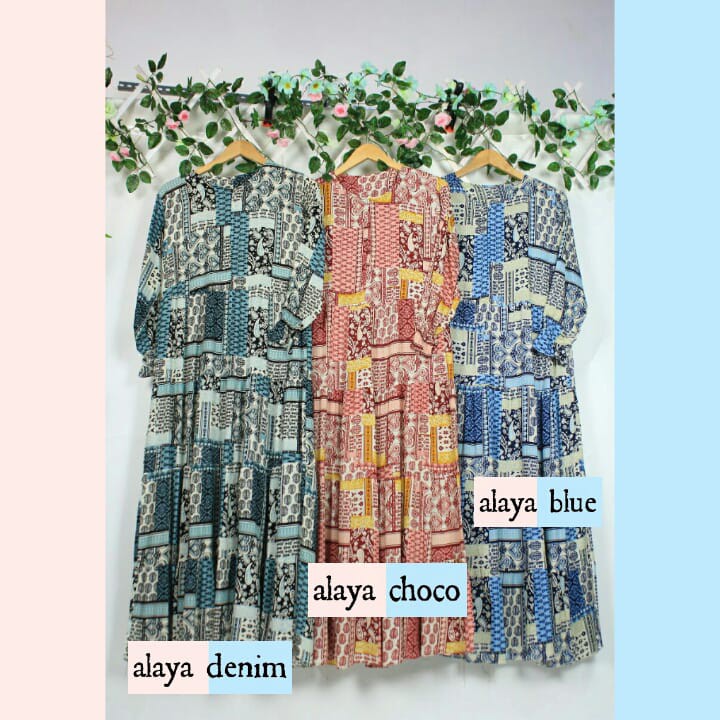 GAMIS KATUN RAYON ALAYA DENINA home dress bunga abstrak santai