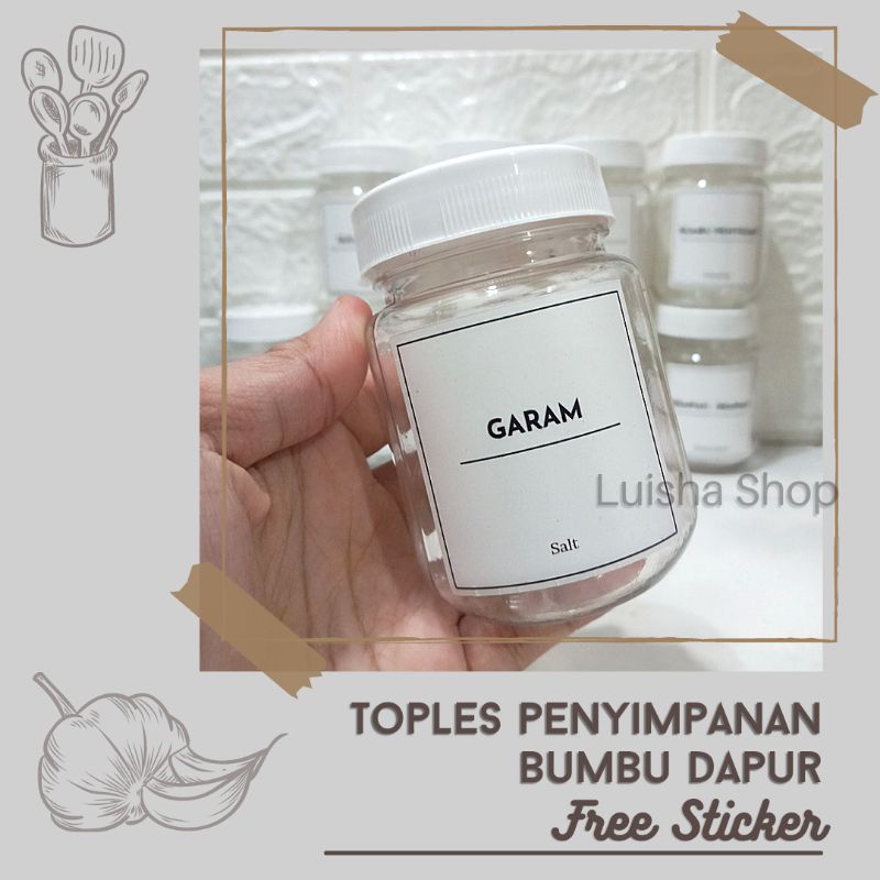 Toples Bumbu Dapur Free Sticker Label ( Satuan ) 200 ml Model Bulat