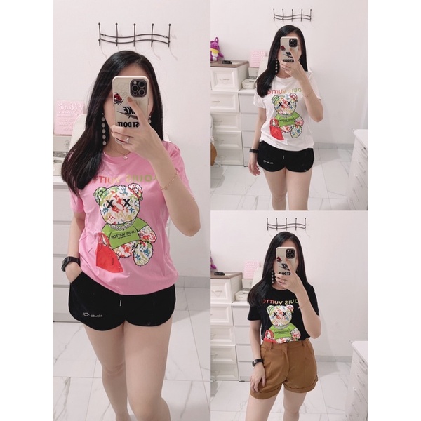 Kaos wanita gambar import | kaos gambar kaws uniqloo wanita import | tshirt kaws uniqloo / LV wanita import | tshirt BKK import gambar