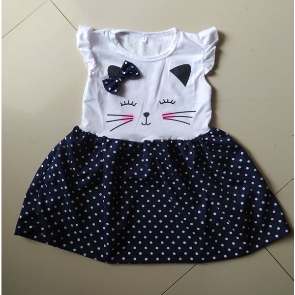 VISION ONLINEDRESS CATTY /DRESS KUCING / CASUAL / HELLO KITTY / DRESS MURAH /DRESS ANAK  1 2 3 TAHUN /COD /IMUT /LUCU