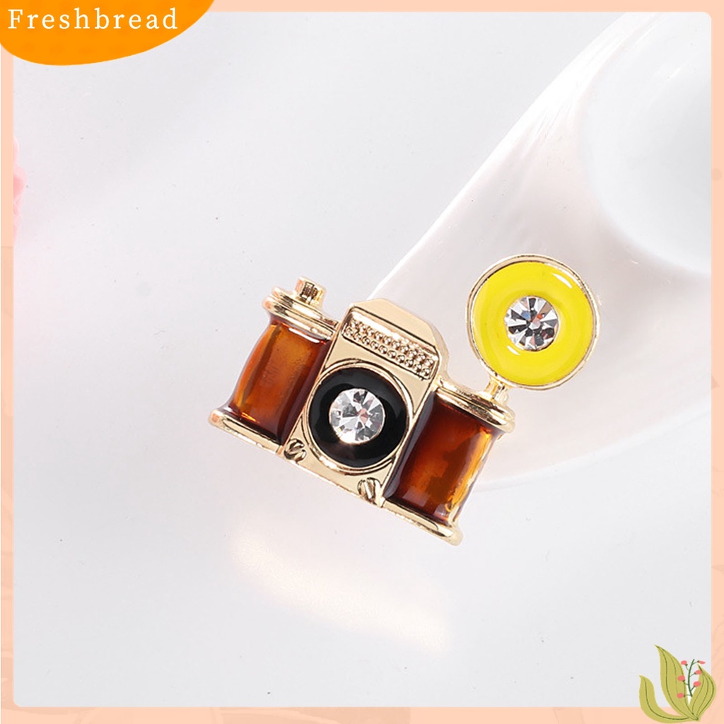 Fresh| Bros Pin Enamel Bentuk Kamera Warna Coklat Gaya Retro Untuk Aksesoris Pakaian