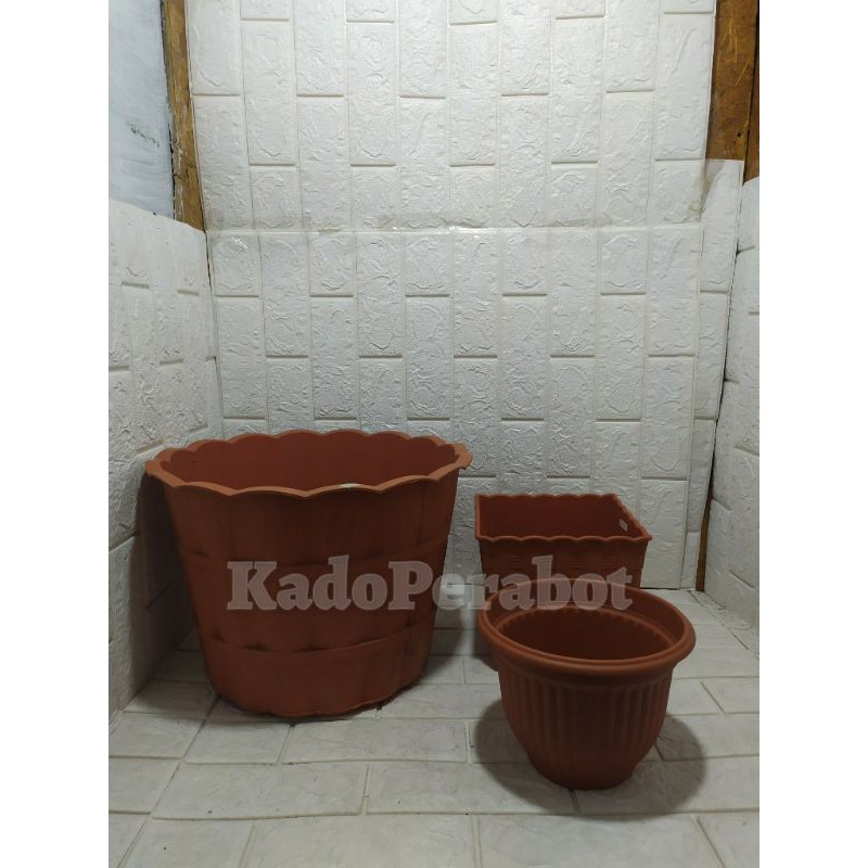 pot bunga cjp jumbo - pot bunga bulat motif kayu jumbo-pot bunga jumbo