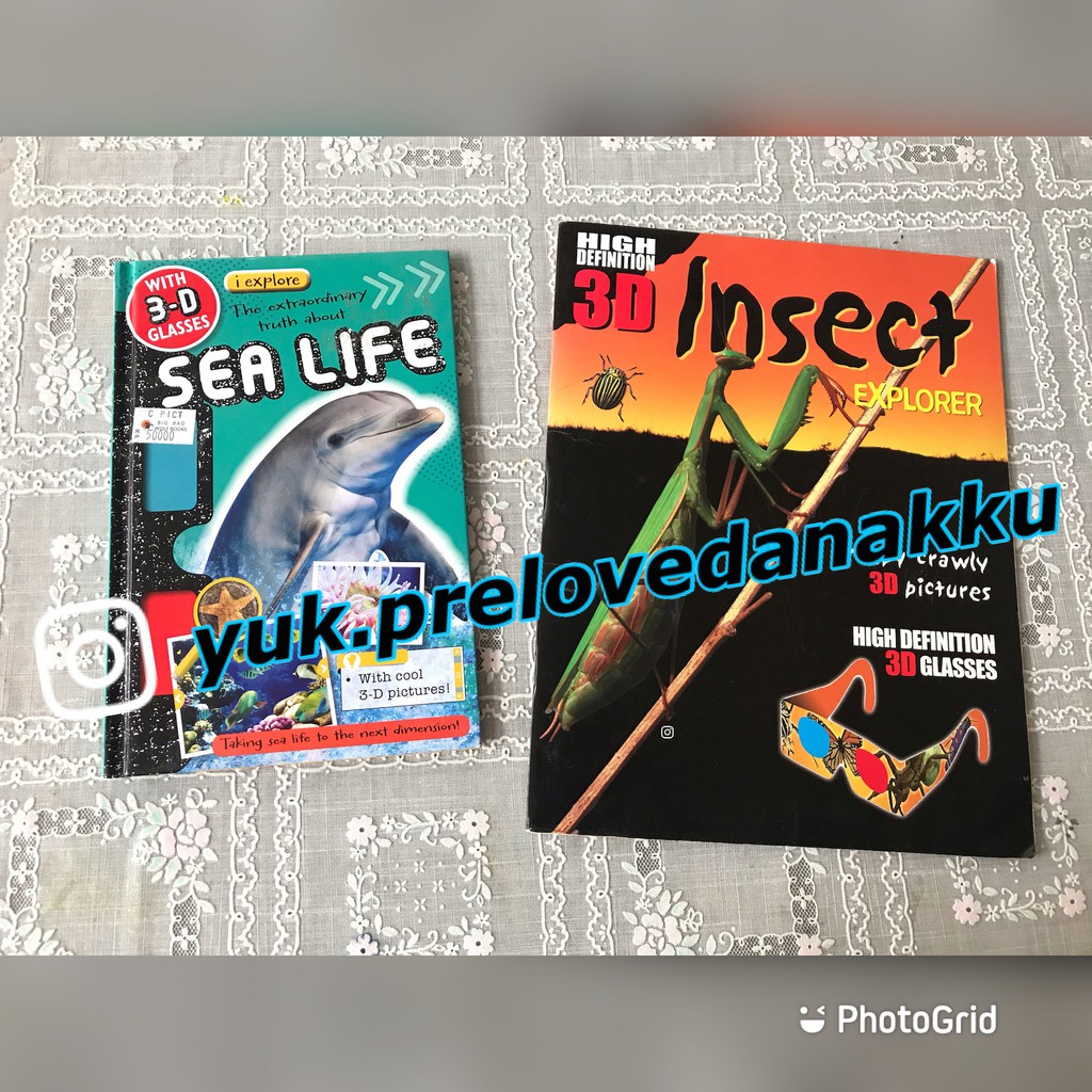 Buku 3D : Sea life & Insect explorer , termasuk 1 buah kacamata 3D Buku BBW