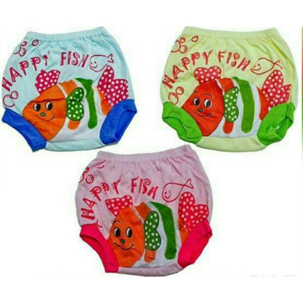 3 in 1 Celana dalam anak batita cewek buntung motif LOL Jerapah Happy fish allsize fit to XL