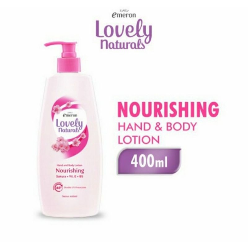 EMERON LOVELY Natural Hand Body Lotion 400 ml Deep Caring Botol Pump Green Tea