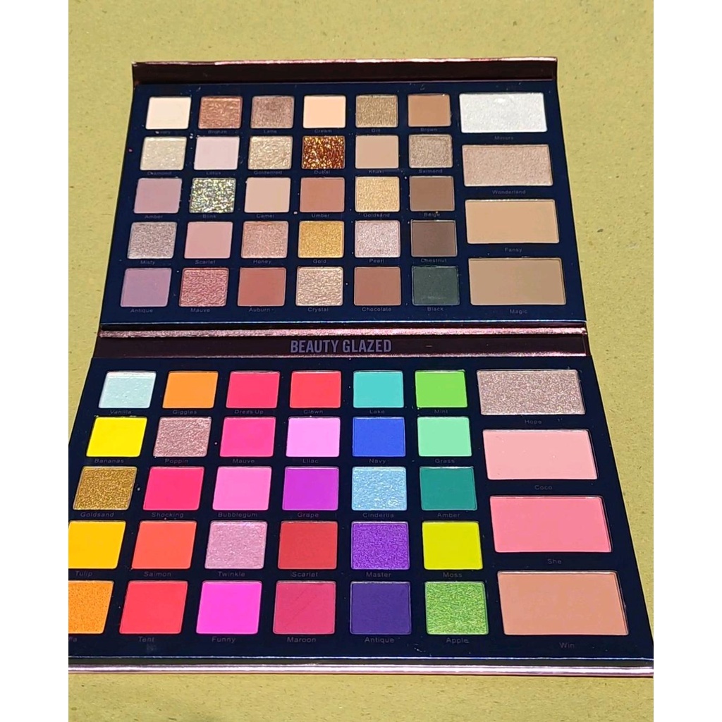 (READY &amp; ORI) Beauty Glazed Eyeshadow Mix And Match 68 Color Contour Blush Palette Matte Glitter