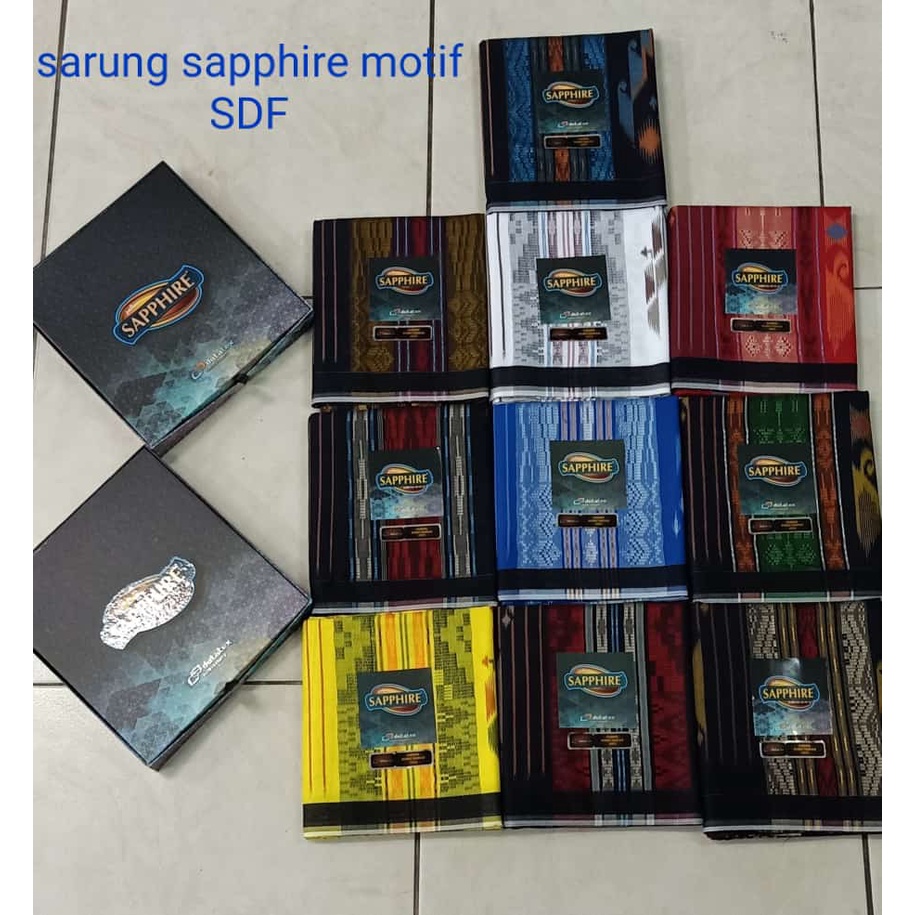 Grosir 10pcs  - Sarung Tenun Sapphire Kembang Motif SDF - Sarung Dewasa- Sarung Sholat Pria Original