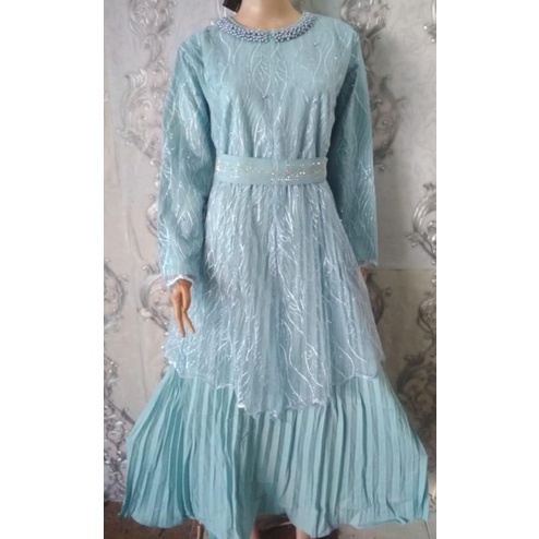 OZIAS dress Brukat Mutiara Kombinasi Plisket