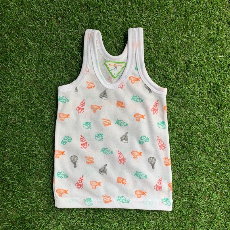 12 pcs Singlet Kutang Bayi Anak Full Print merk Sunflower Per Lusin