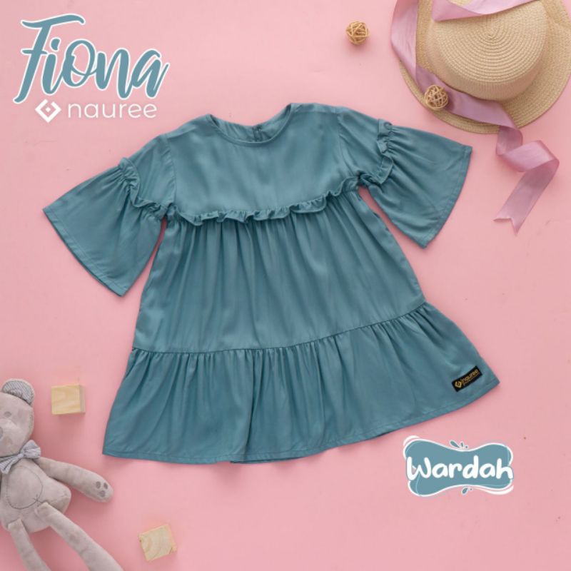 Nauree - Fiona Dress Anak Perempuan Bahan Rayon Twill Warna Wardah Ukuran S M Tidak Menerawang Tekstur Licin Halus Lembut Untuk Umur 1 2 3 4 5 6 Tahun Lengan Panjang Soft Premium Lembut Adem Dingin Nyaman