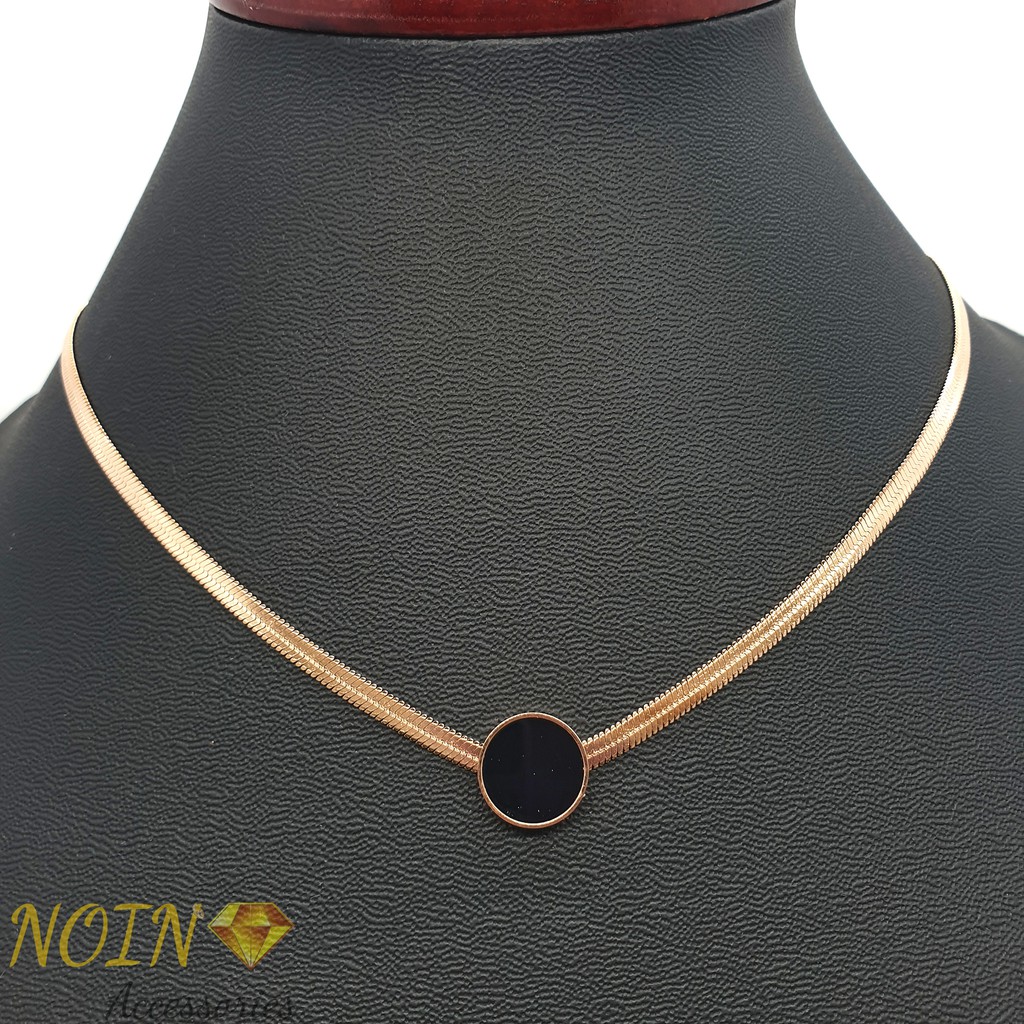 Kalung Titanium Wanita 18K Black Dot Simple - Aksesoris Wanita Korean Style Import KT-017