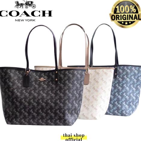 (100% ORIGINAL) Tas COACH Reversible Tote Bag In Horse Carriage Print BERKAH