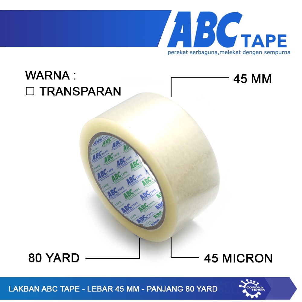 ABC -  LakbanTape Lebar 45 mm - Tebal 45 Micron - Panjang 80 Yard