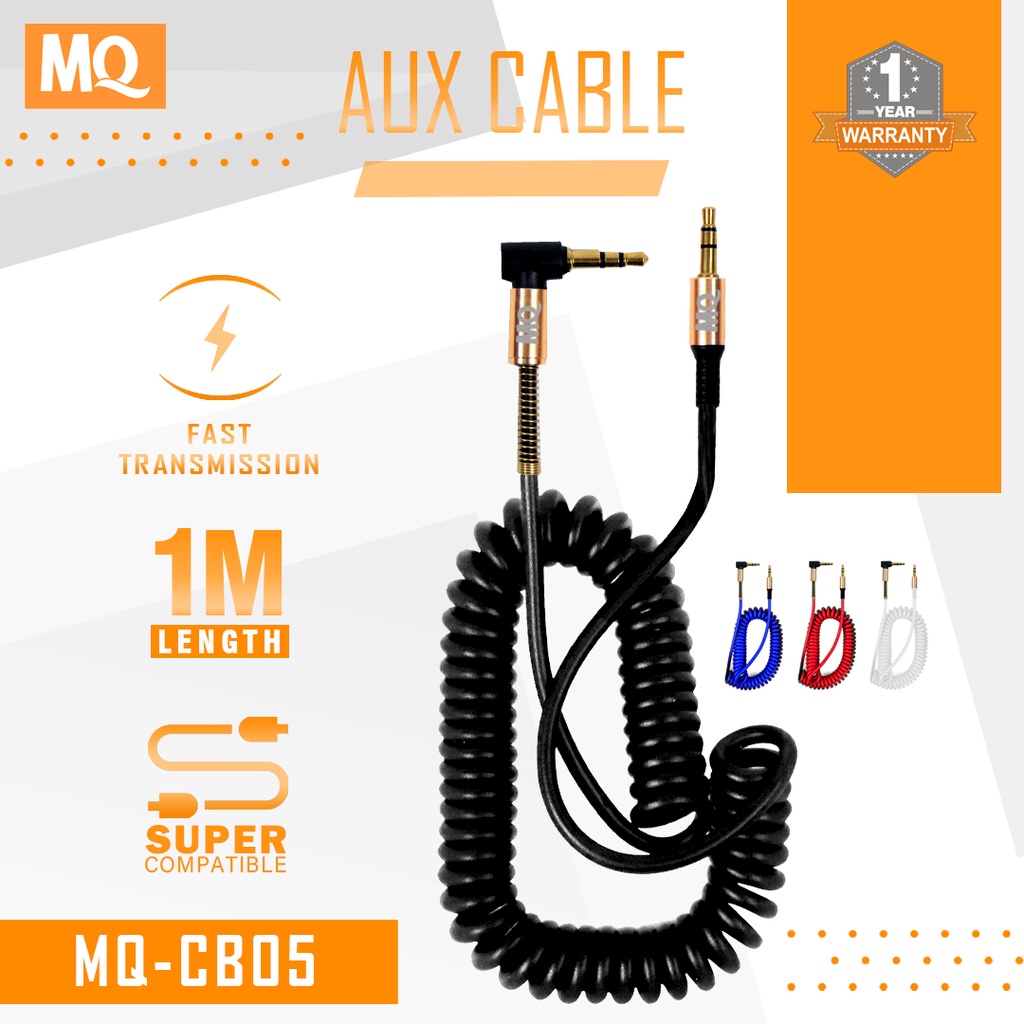 MQ Kabel Aux Audio Mobil Dan Handphone Spiral jack L 3.5mm  kabel Audio Anti Kusut Spring HIFI CB 05